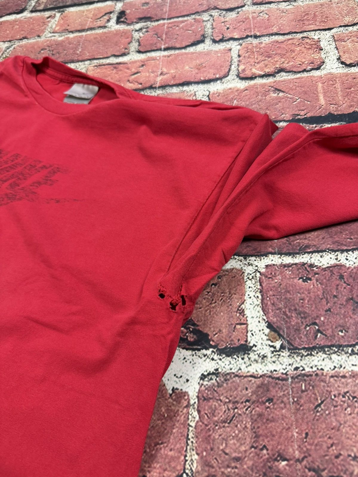 Nike Y2K Vintage Nike Long Sleeve Swoosh Graphic Tee Distressed Size US L / EU 52-54 / 3 - 12 Thumbnail