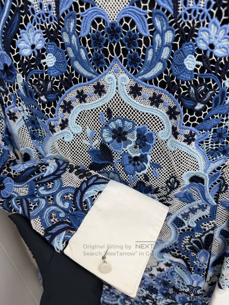 Valentino Valentino Blue lace blue and white porcelain long sleeve l Size S / US 4 / IT 40 - 2 Thumbnail