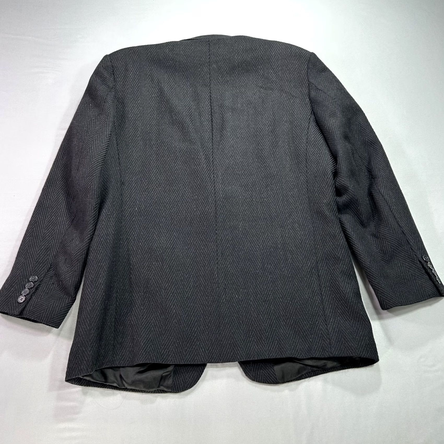 Vintage Bachrach Blazer Mens 43 Long Black Wool Herringbone Made in Italy Bottoli Jacket 2 Piece Two-Button Notch Lining Viscoe/Rayon Vintage: No Womens/Mens Size 46R - 2 Thumbnail
