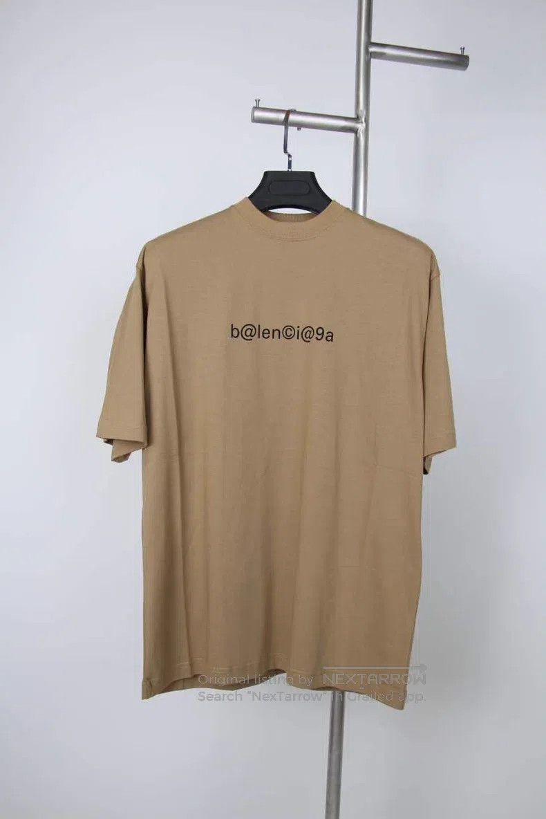 Balenciaga Balenciaga Brown Khaki Letter Short Sleeve Size US S / EU 44-46 / 1 - 1 Thumbnail