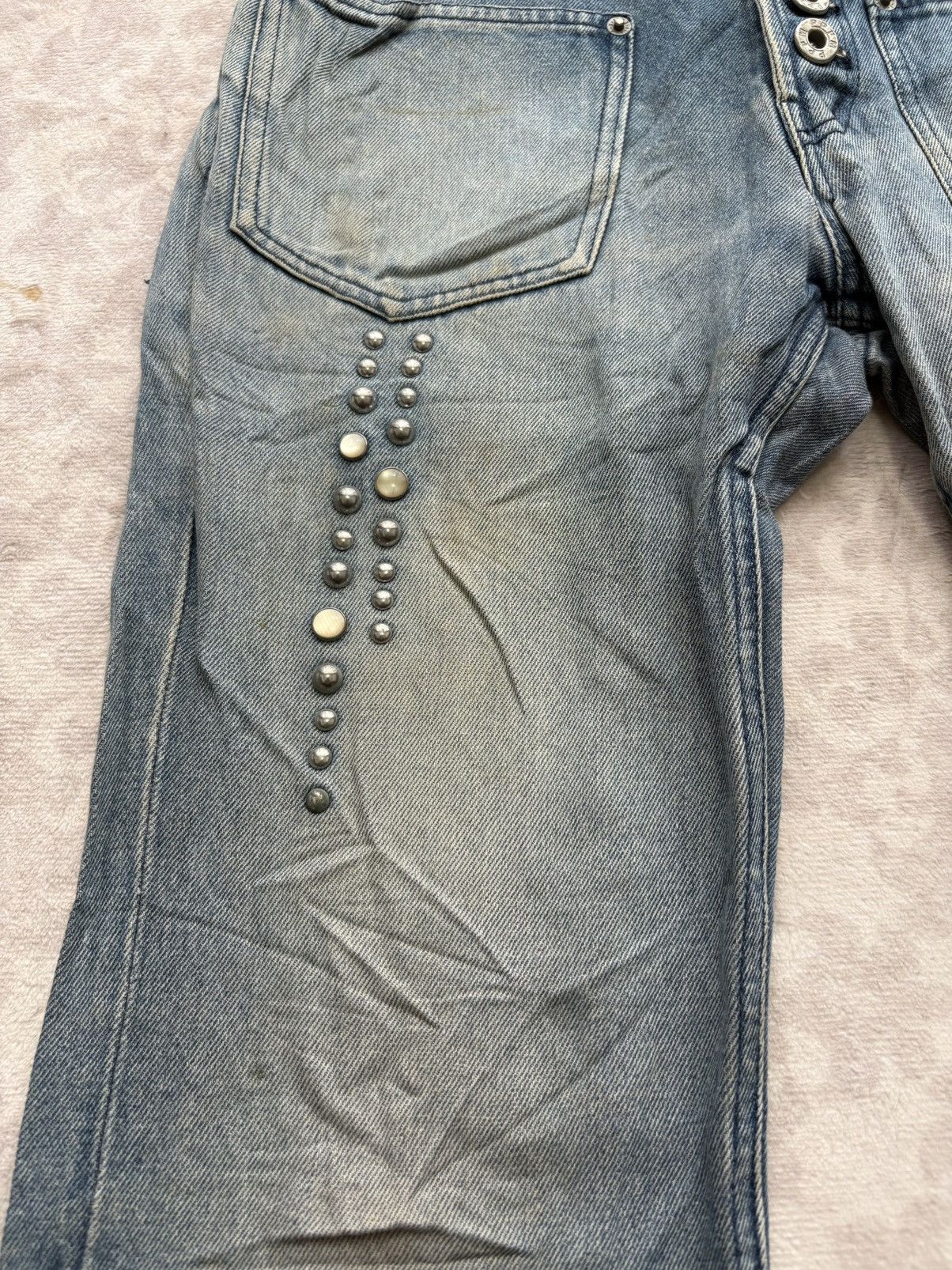 PPFM PPFM Archival Double Waist Studded Flare/Distressed Denim Size US 30 / EU 46 - 8 Thumbnail