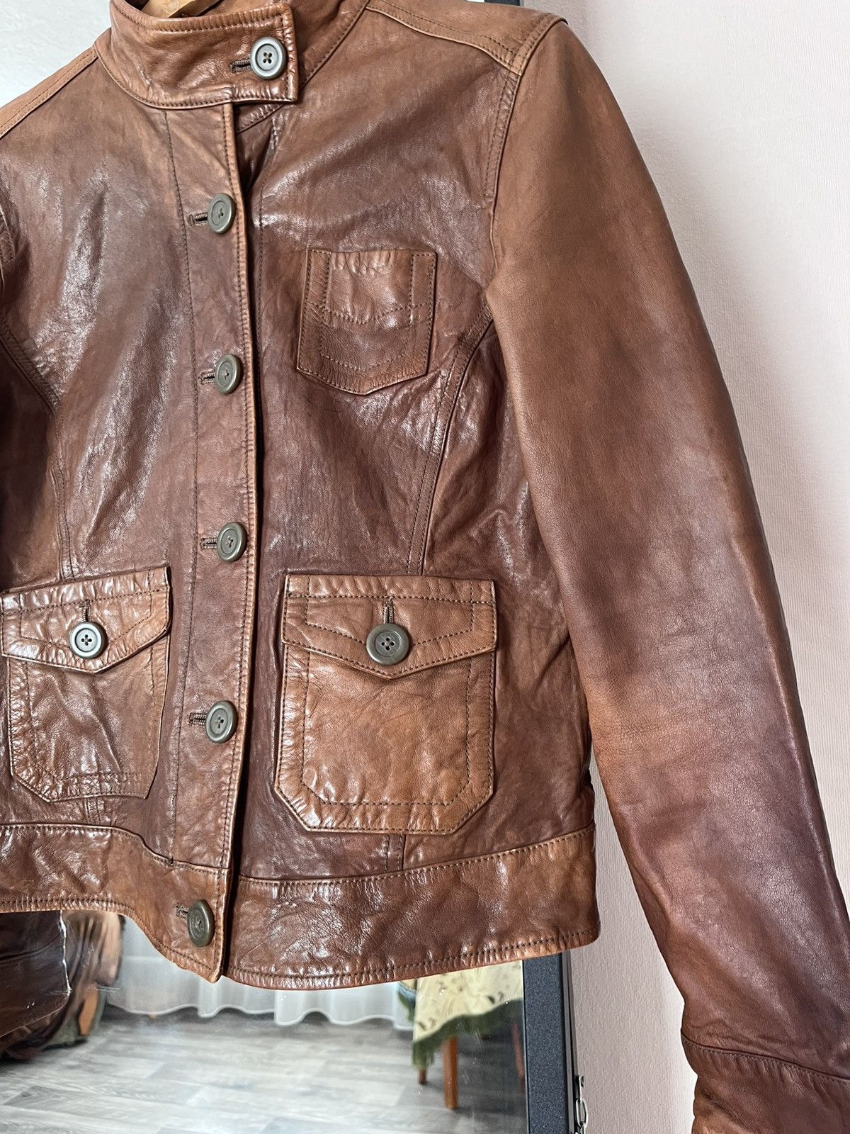Gap Gap Vintage Brown Leather Woman Button Jacket 90’s Size M / US 6-8 / IT 42-44 - 3 Thumbnail