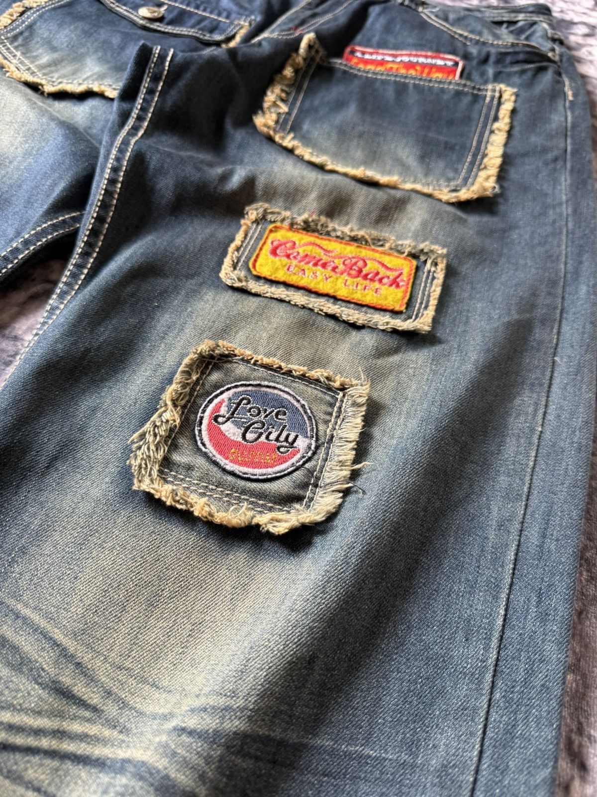 Japanese Brand Vomanie Japan Patch Work Frayed Details Baggy Fit Jeans Size US 32 / EU 48 - 8 Thumbnail