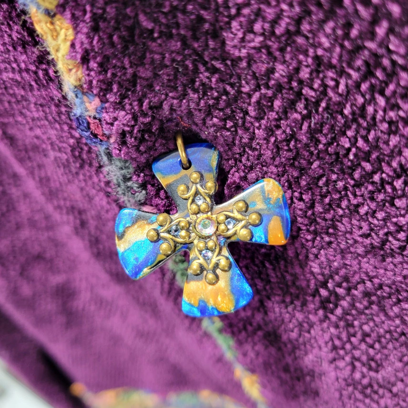 Velvet VINTAGE Sweater Sweater Wearable Art Crushed Velvet Cross Buttons Purple Jacket S Women Velvet Cross Buttons Art Jacket Purple S Womens Size S / US 4 / IT 40 - 5 Thumbnail