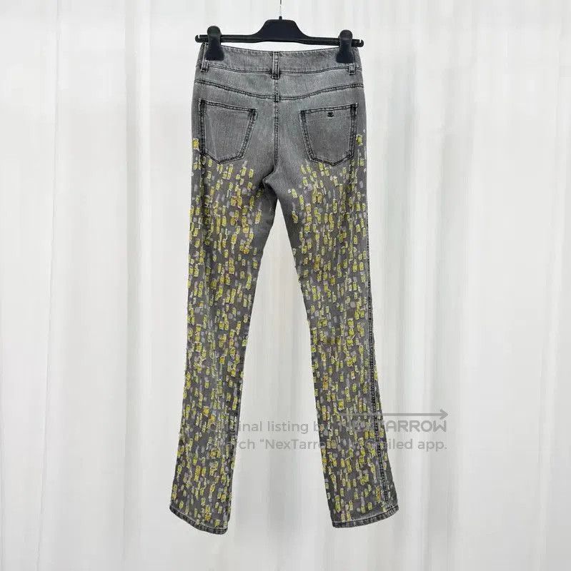 Chanel Chanel Gray Embroidered Denim Pants for Women . Size 22" - 2 Thumbnail