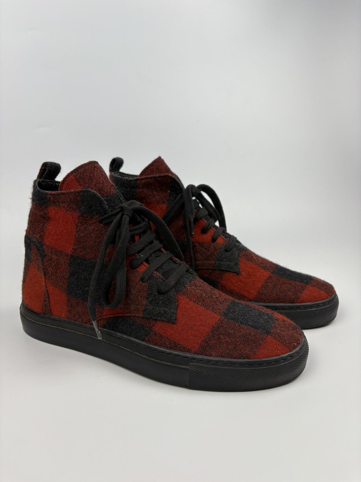 Ann Demeulemeester AD - Ann Demeulemeester Flannel Wool Hi Top Sneakers Size US 7 / EU 40 - 1 Thumbnail