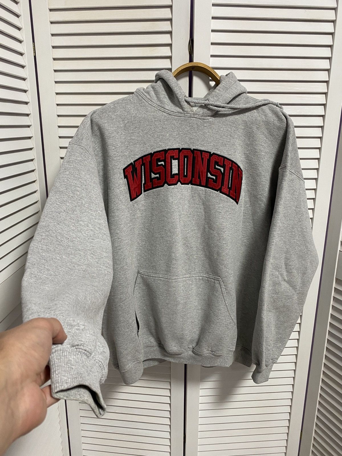 Vintage 📦 Vintage 90s Hoodie Wisconsin Track OVERSIZED YEEZY STYLE Size US XL / EU 56 / 4 - 1 Thumbnail