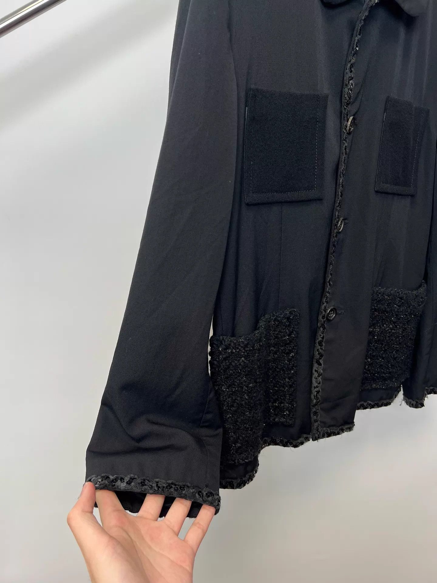 Comme des Garcons CDG Peter Pan Collar 4-Pocket Sequin Jacquard Wool Coat M Size M / US 6-8 / IT 42-44 - 4 Thumbnail