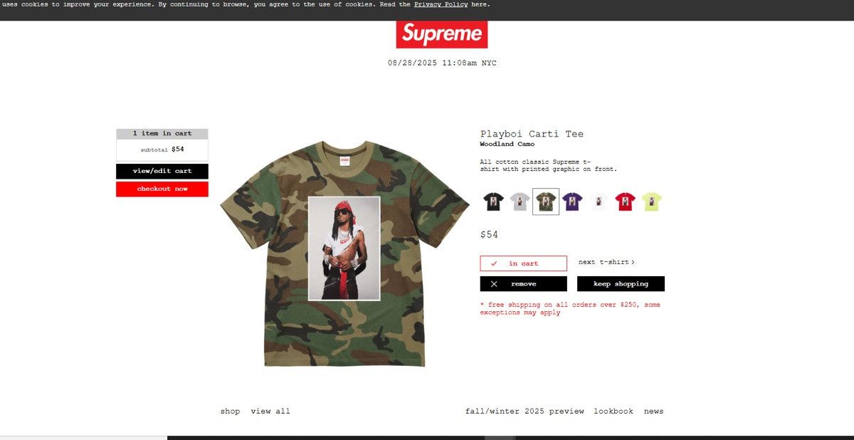 Supreme Supreme 25FW Week1 Playboi Carti Camo Tee Size US L / EU 52-54 / 3 - 1 Thumbnail