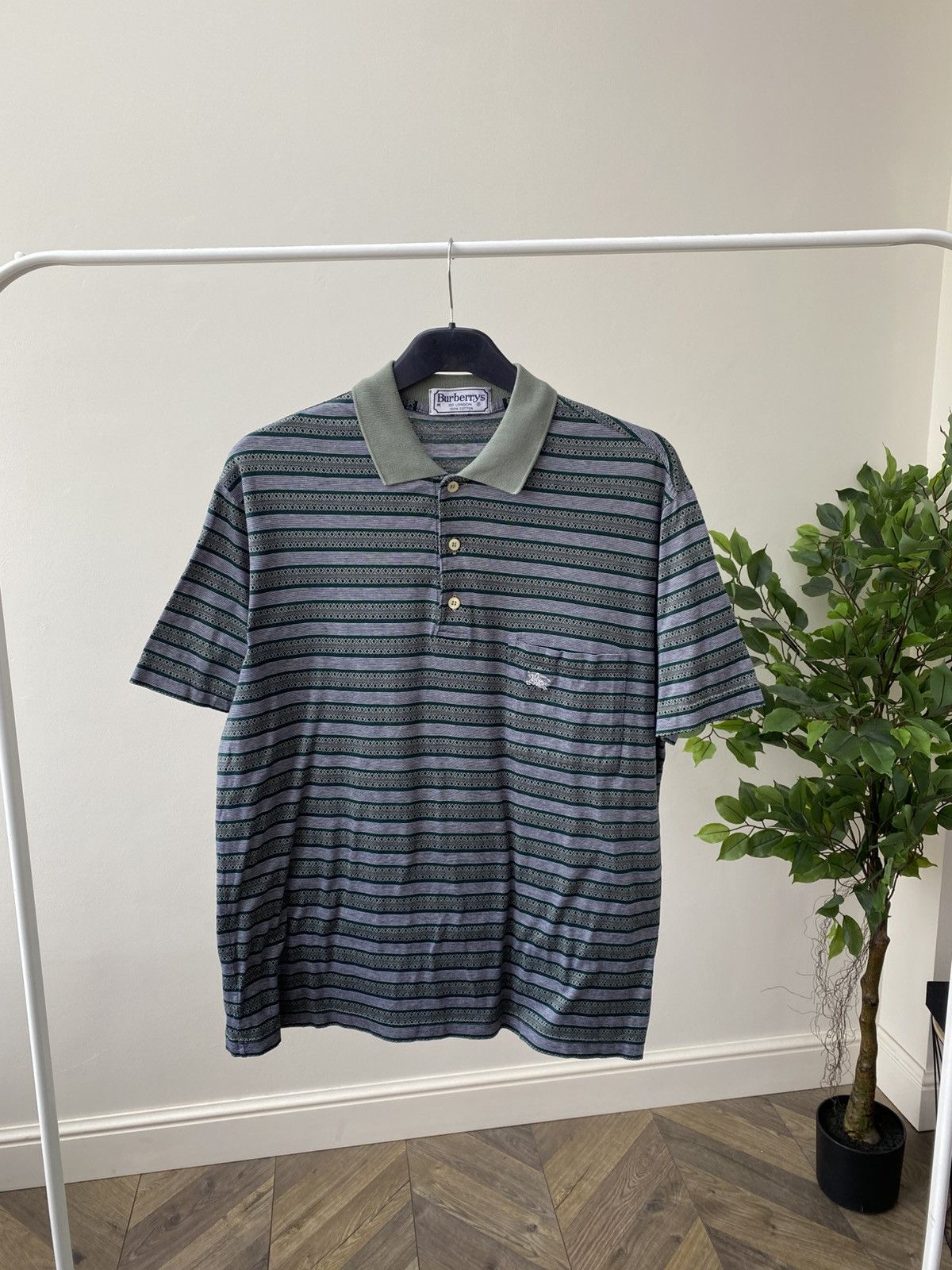 Burberry × Vintage Vintage Burberry Strip Polo T-Shirt Size US M / EU 48-50 / 2 - 2 Thumbnail