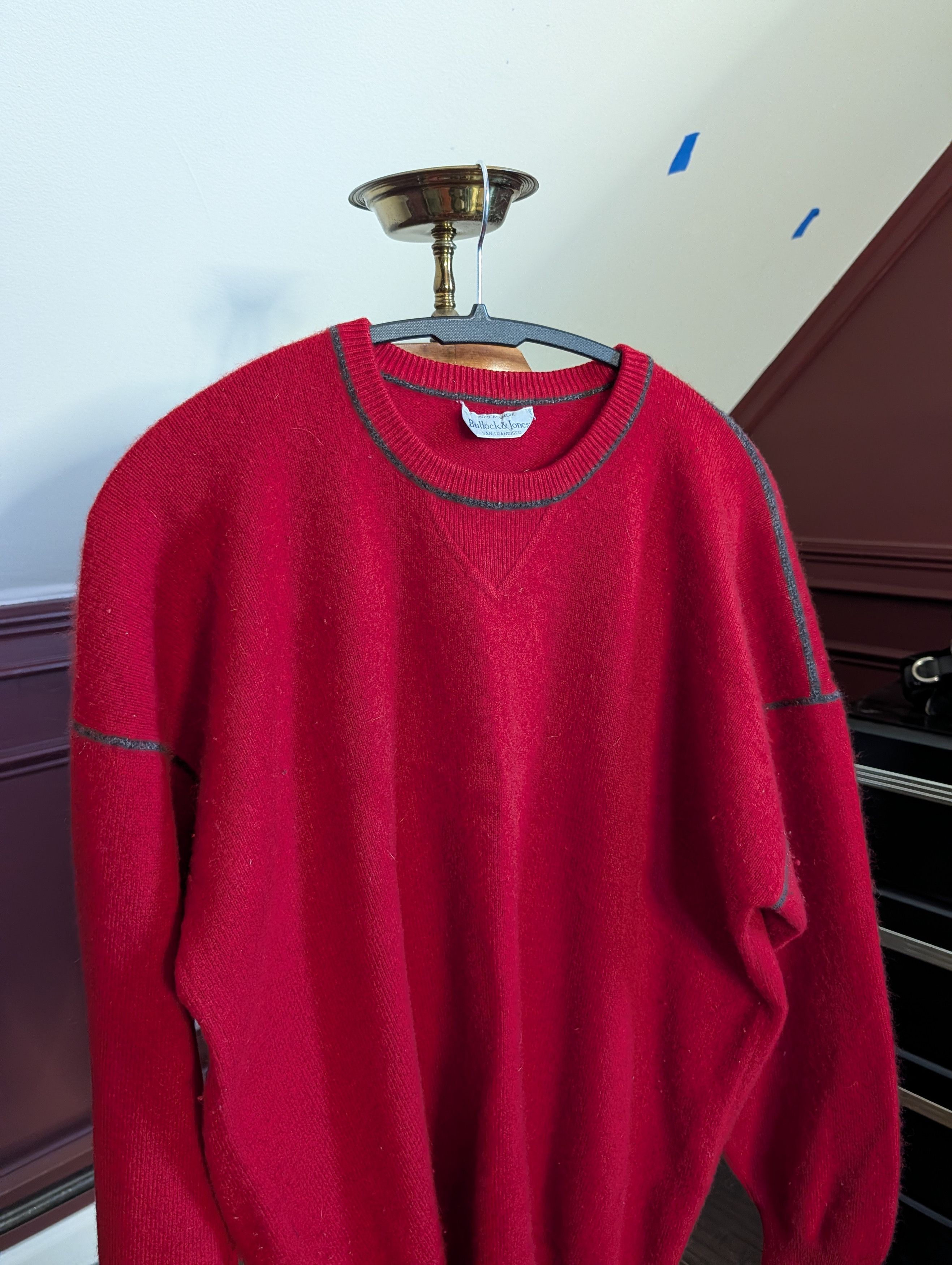 Bullock & Jones VTG Pure Cashmere Red Made in Scotland Knit Sweater Size US L / EU 52-54 / 3 - 2 Thumbnail