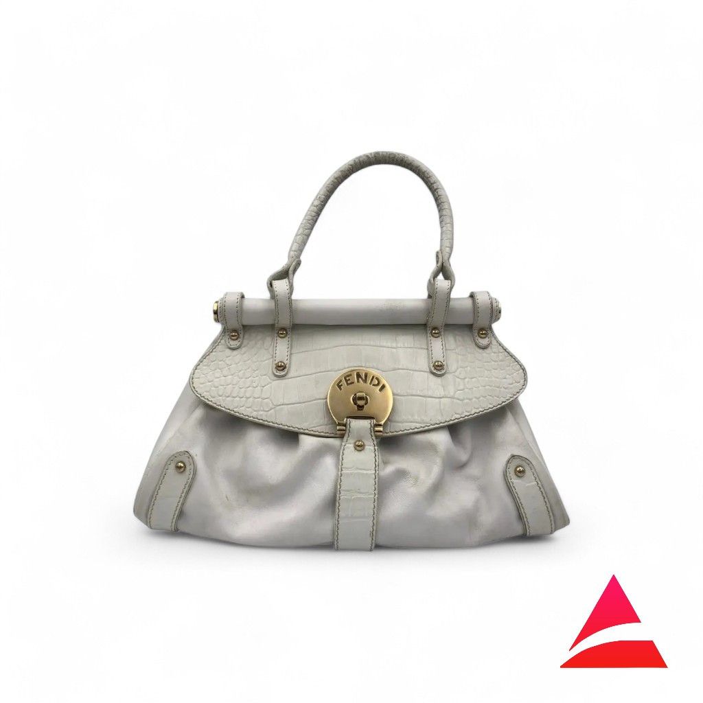 Fendi Fendi - Selleria White Leather Handbag Shoulder Bag Charm Size ONE SIZE - 1 Thumbnail