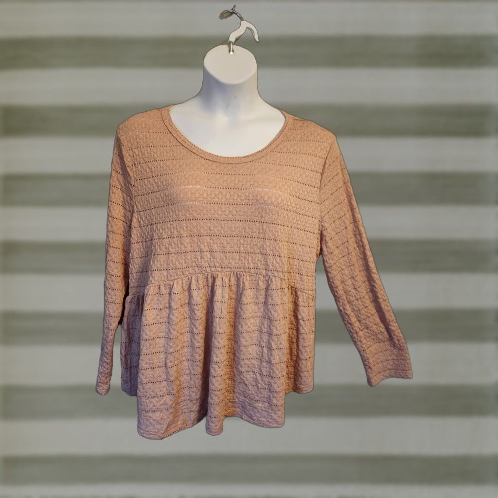Pinko BKK Chance Blouse Shirt Women 3X Plus Pink Blush Round Neck Long Sleeve Pullover Knit Casual Tunic Size Type: Plus Size XXL / US 16-18 / IT 52-54 - 1 Thumbnail