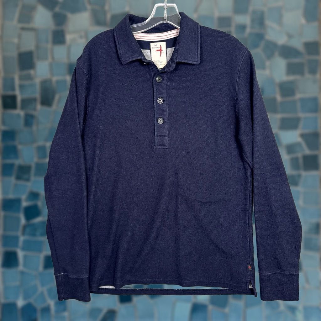 Relwen Relwen Sweater Mens M Polo Henley Terry Knit Pullover Jumper Huckberry Blue Shirt Size US M / EU 48-50 / 2 - 1 Thumbnail