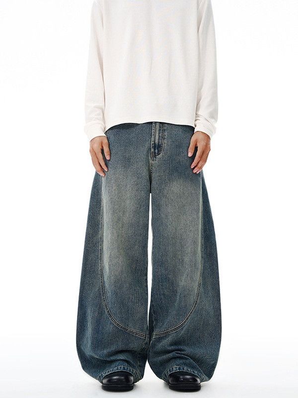Vintage American street style retro curved blade patchwork jeans Size US 32 / EU 48 - 1 Thumbnail