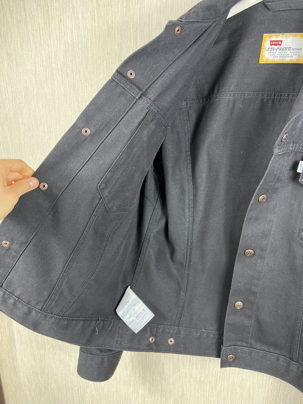 Levi's Vintage 90s Levi’s Sta-Prest denim trucker jacket levis logo Size XL / US 12-14 / IT 48-50 - 17 Thumbnail
