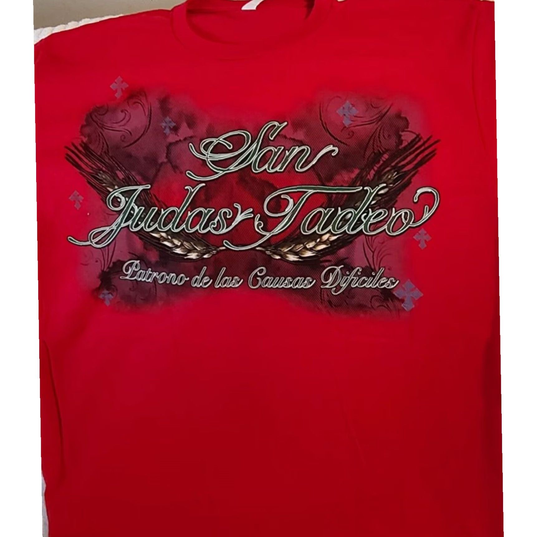 Vintage SAINT JUDE T-SHIRT Adult Red Graphic Tee San Judas Tadeo Religious Cotton Short Sleeve M Mens Size US M / EU 48-50 / 2 - 4 Thumbnail