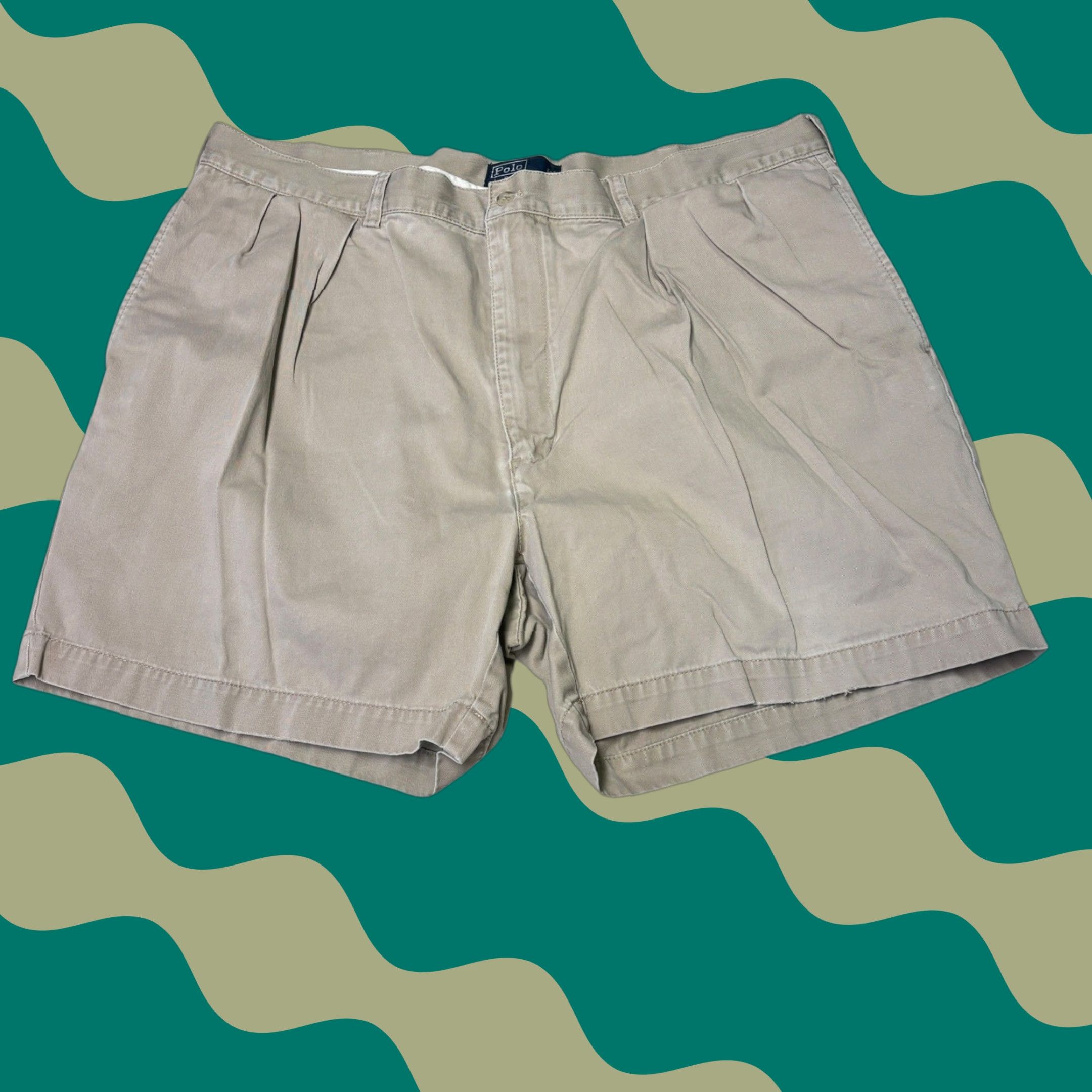 Polo Ralph Lauren Polo Ralph Lauren Andrew Short Mens 42x5.5 Khaki Tan Pleated Cotton Chino Shorts Size US XL / EU 56 / 4 - 1 Thumbnail