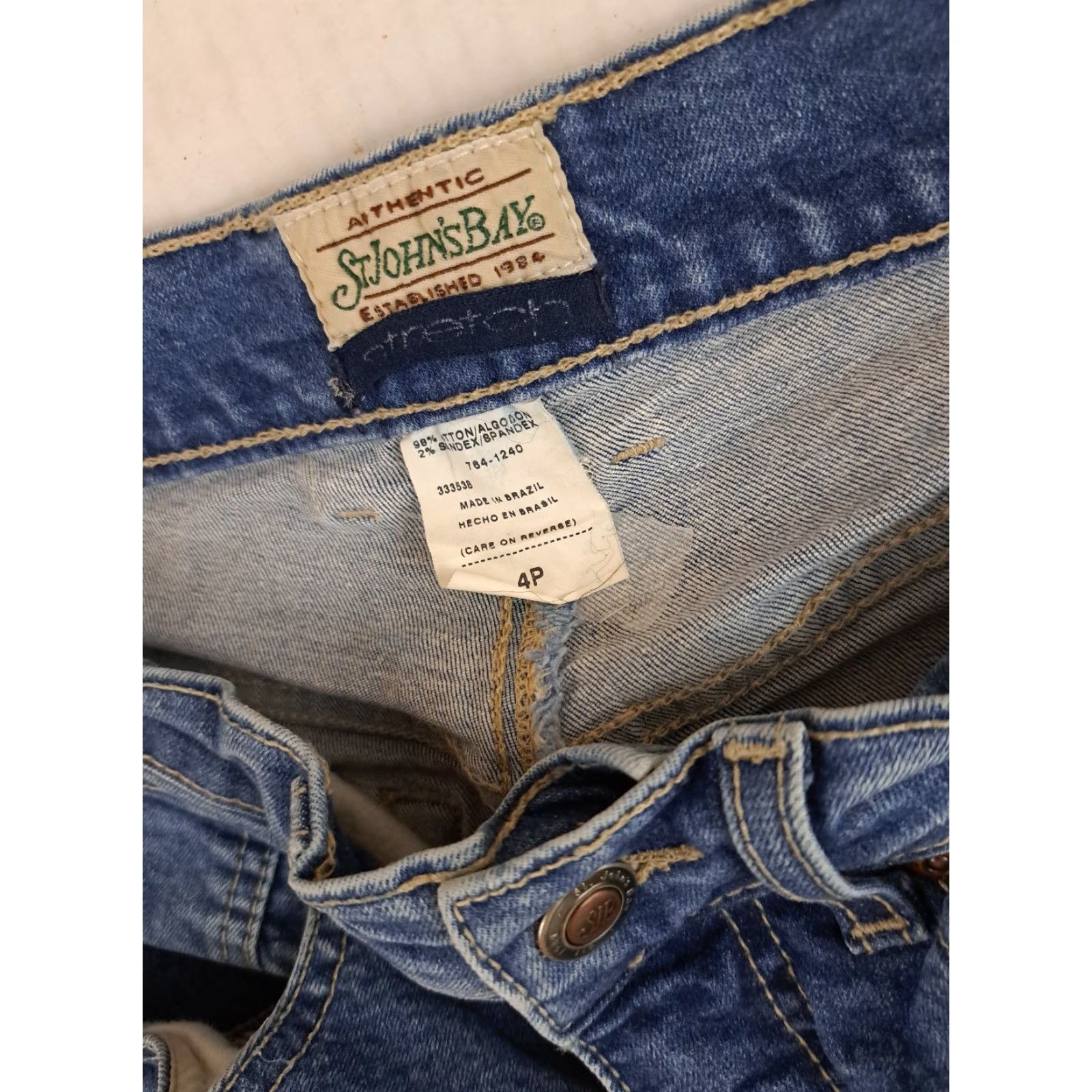 Vintage VINTAGE St. Johns Bay Jeans Women Petite Size 4 Denim Blue Straight Pockets Stretch 24in Waist 28in Inseam Mens? Girls? Wait. Size 27" / US 4 / IT 40 - 5 Thumbnail