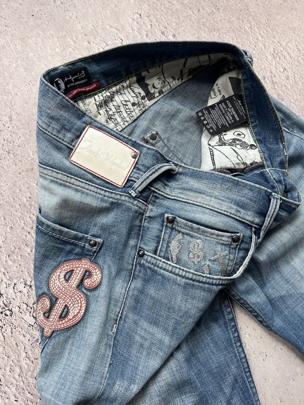 Andy Warhol × Japanese Brand Y2K Andy Warhol Pepe Jeans Art cargo JEANS Rare Retro Hype Size US 31 - 10 Thumbnail