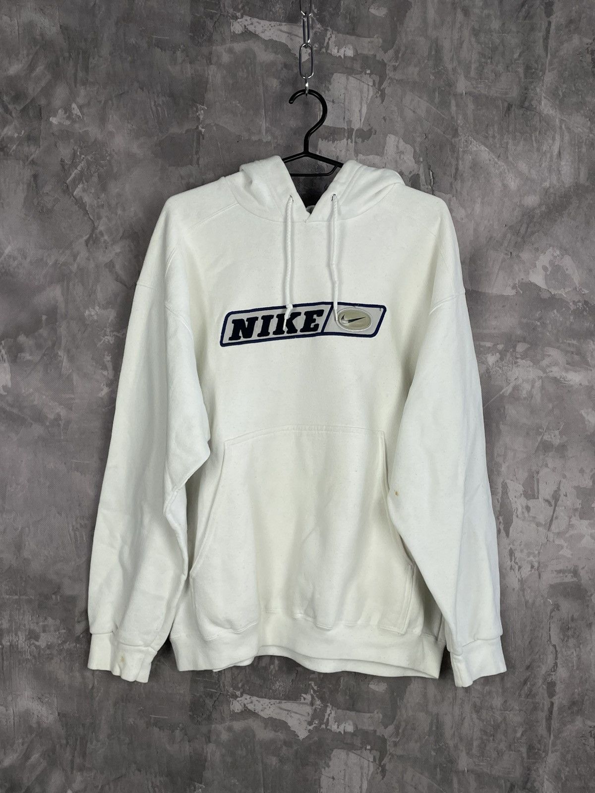 Nike × Vintage Nike Vintage Hoodie Y2K Drill Big Logo Streetwear Size US M / EU 48-50 / 2 - 1 Thumbnail