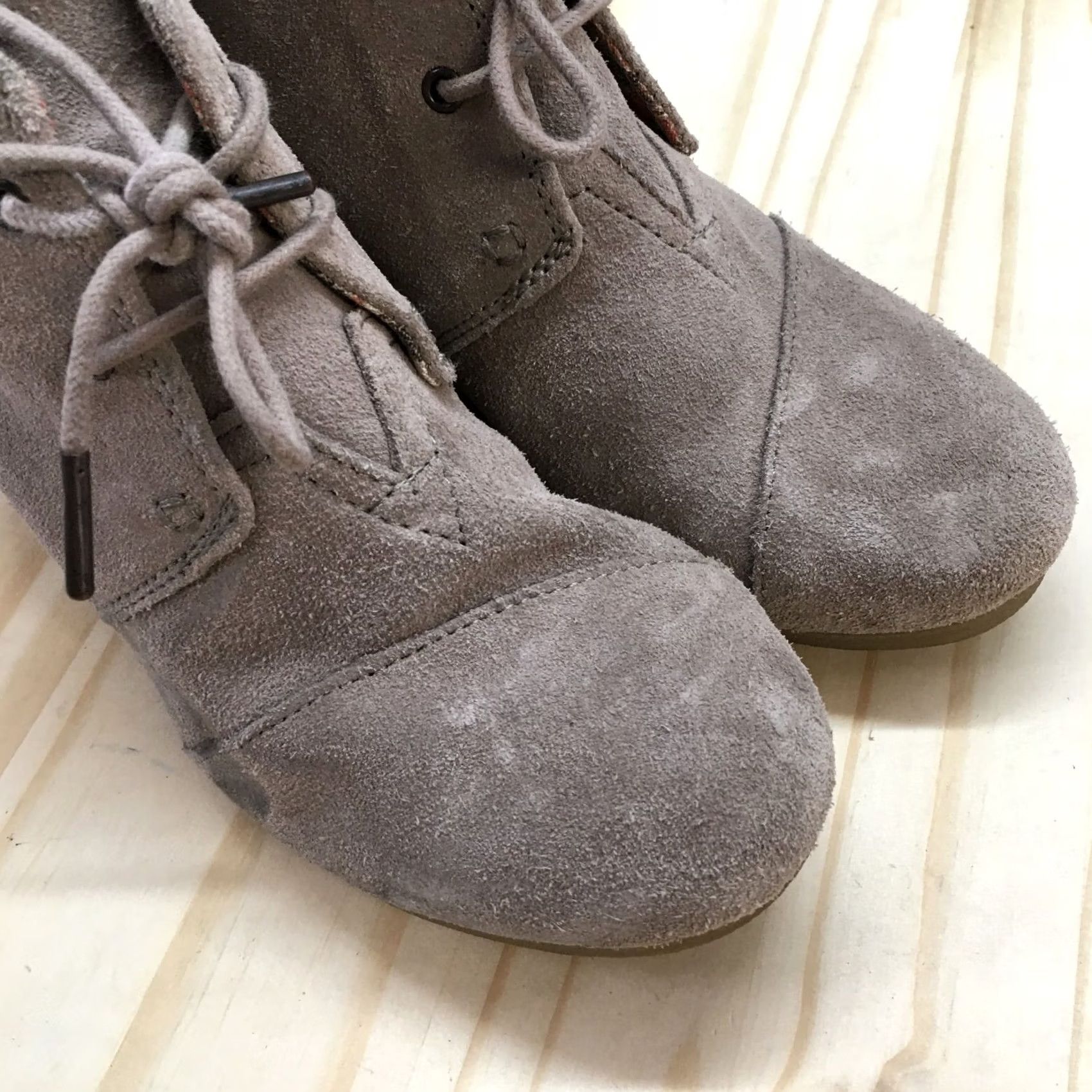 Toms TOMS Desert Wedge Ankle Bootie Womens 8.5 Brown Suede Lace Up Size US 9 / IT 39 - 5 Thumbnail