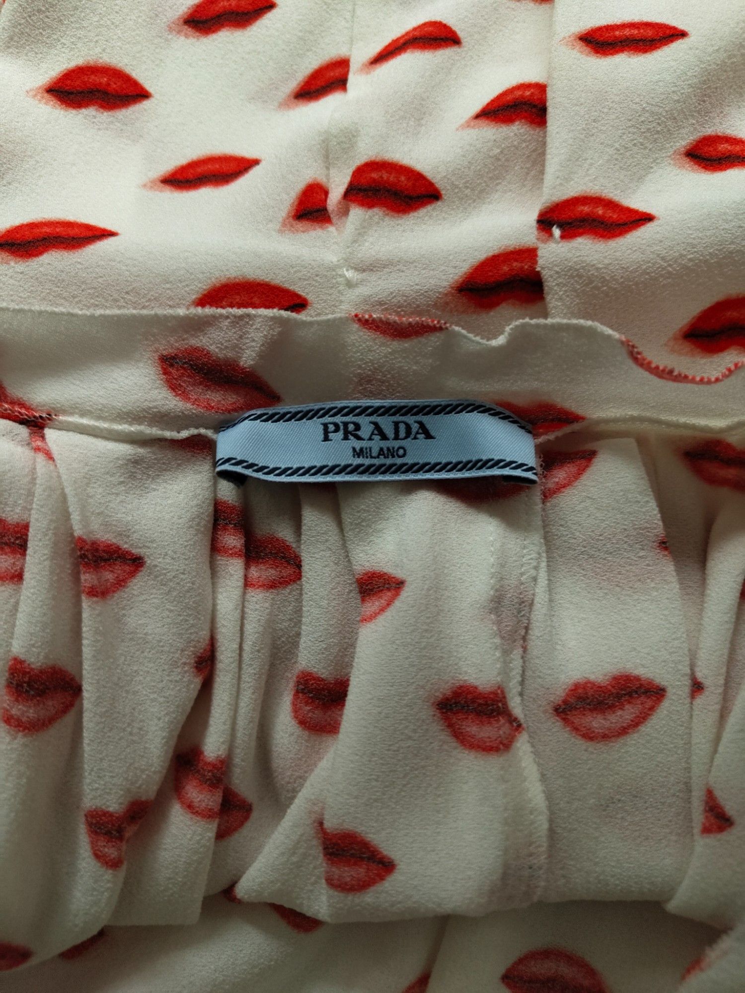Prada Beige Dress With Overall Lips Pattern Size XS / US 0-2 / IT 36-38 - 7 Thumbnail