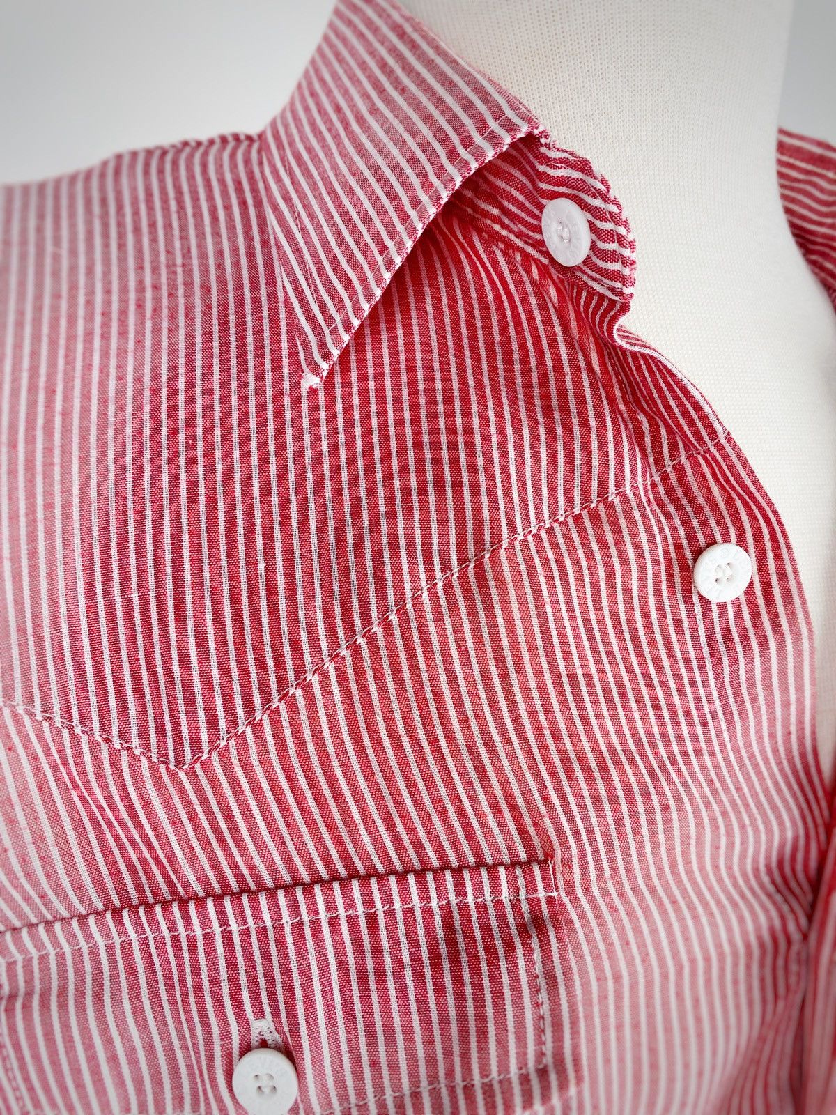 Levi's Vintage Clothing Levi's Vintage Mens Red Striped Button Up Short Sleeve Shirt Size US L / EU 52-54 / 3 - 3 Thumbnail