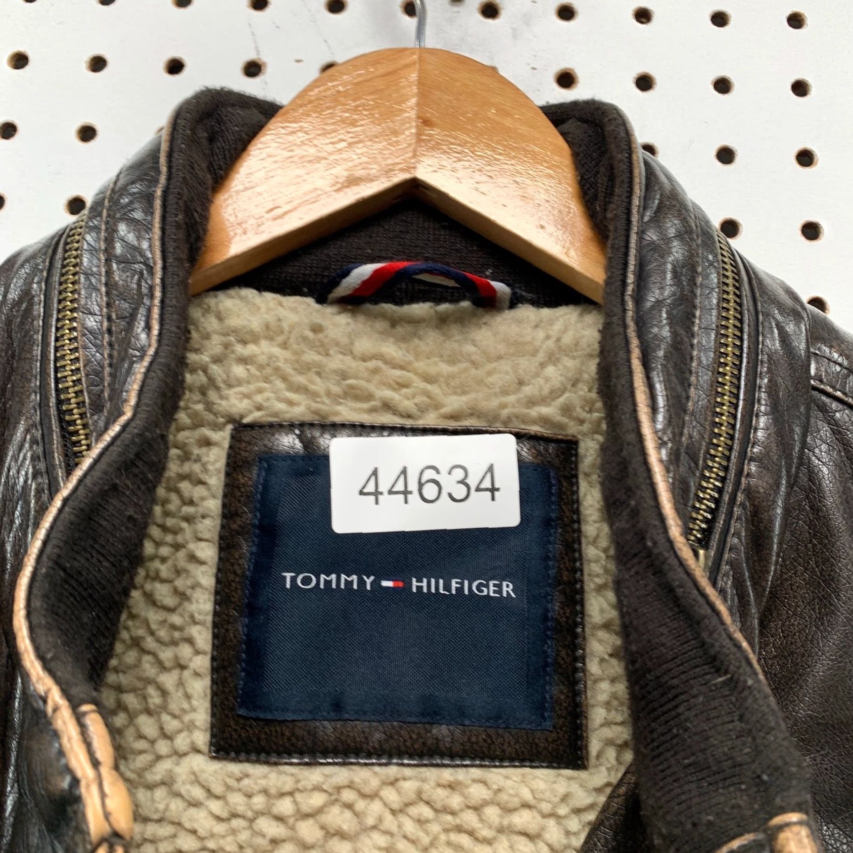 Tommy Hilfiger Tommy Hilfiger Faux Leather Bomber Jacket Mens Large Brown Sherpa Lined Top Gun Size US L / EU 52-54 / 3 - 5 Thumbnail