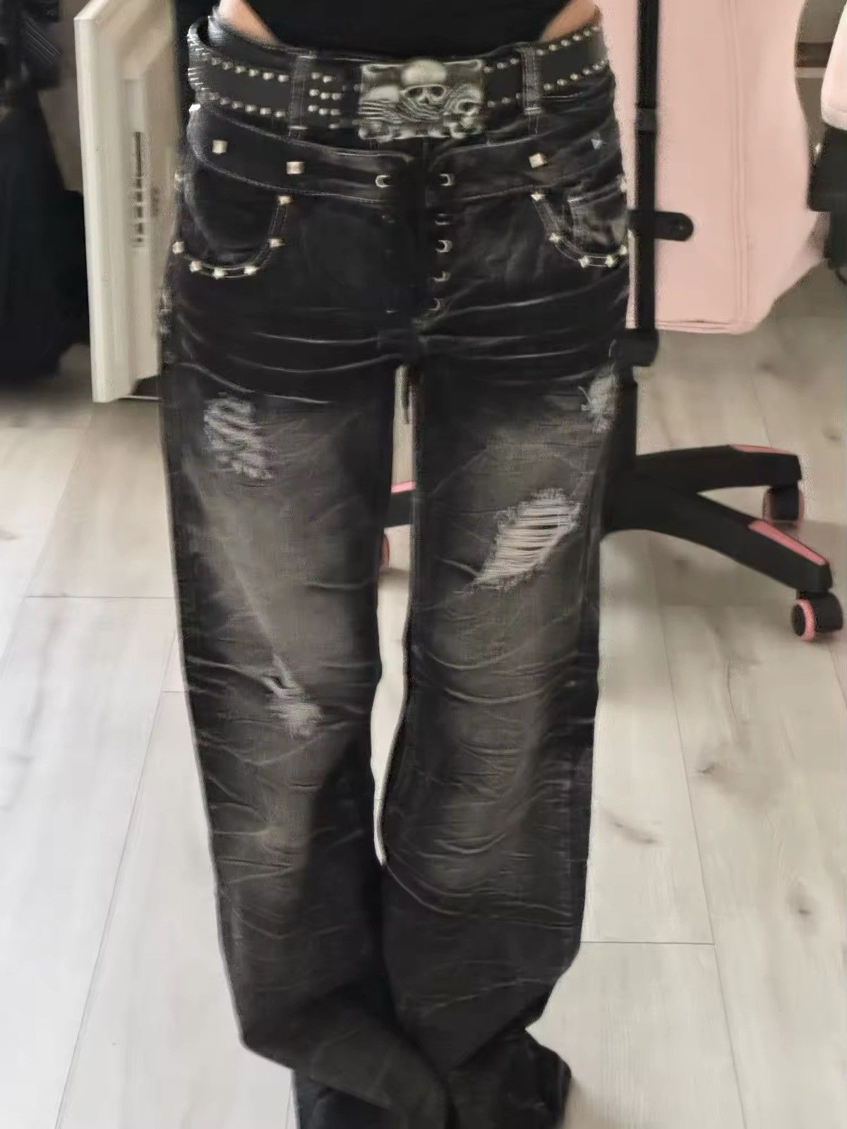 Japanese Brand × Vintage Y2K Washed Jeans Gothic Retro Size US 34 / EU 50 - 7 Thumbnail