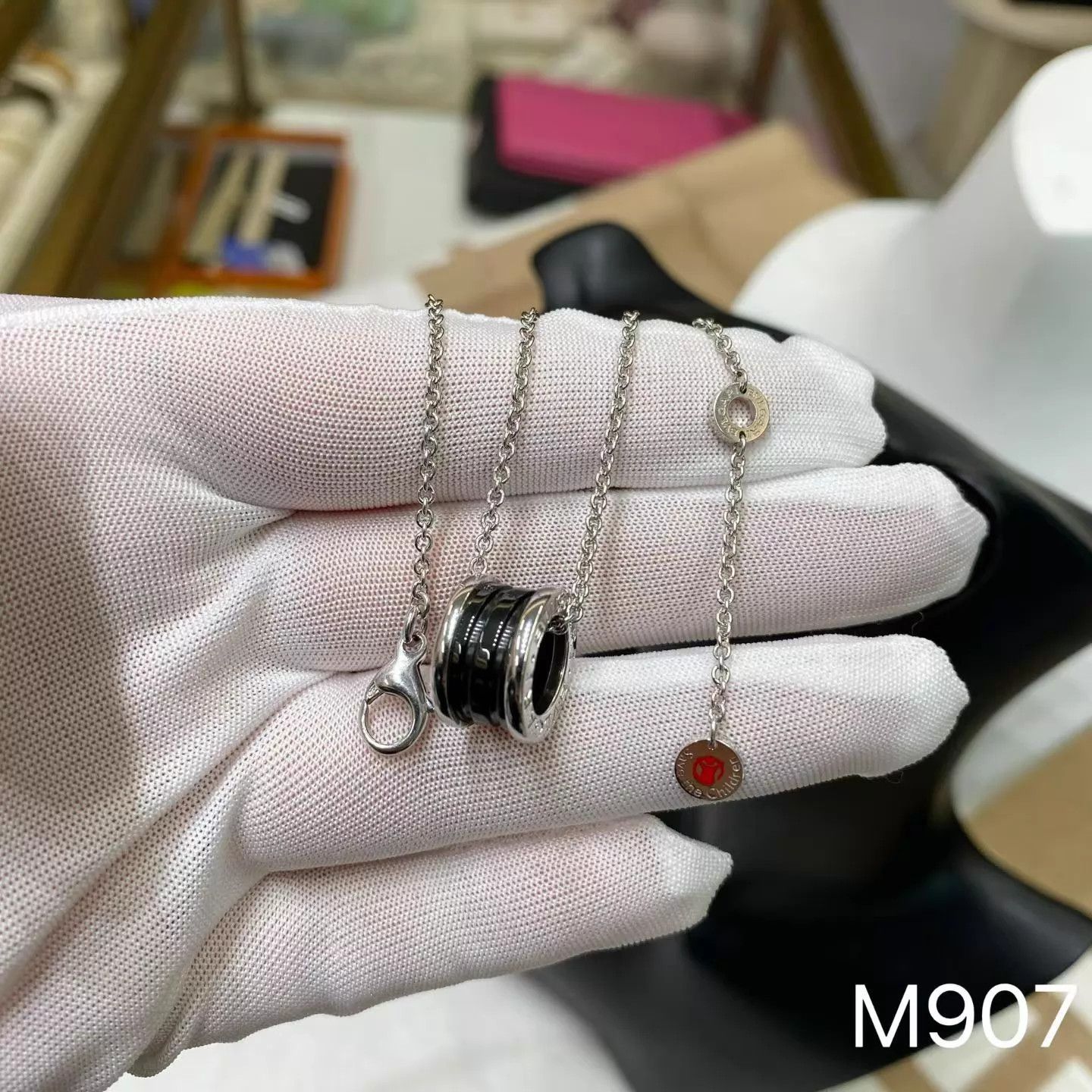 Bvlgari Bvlgari S.T.C. Red Black Ceramic 925 Silver Unisex Necklace Size ONE SIZE - 7 Thumbnail