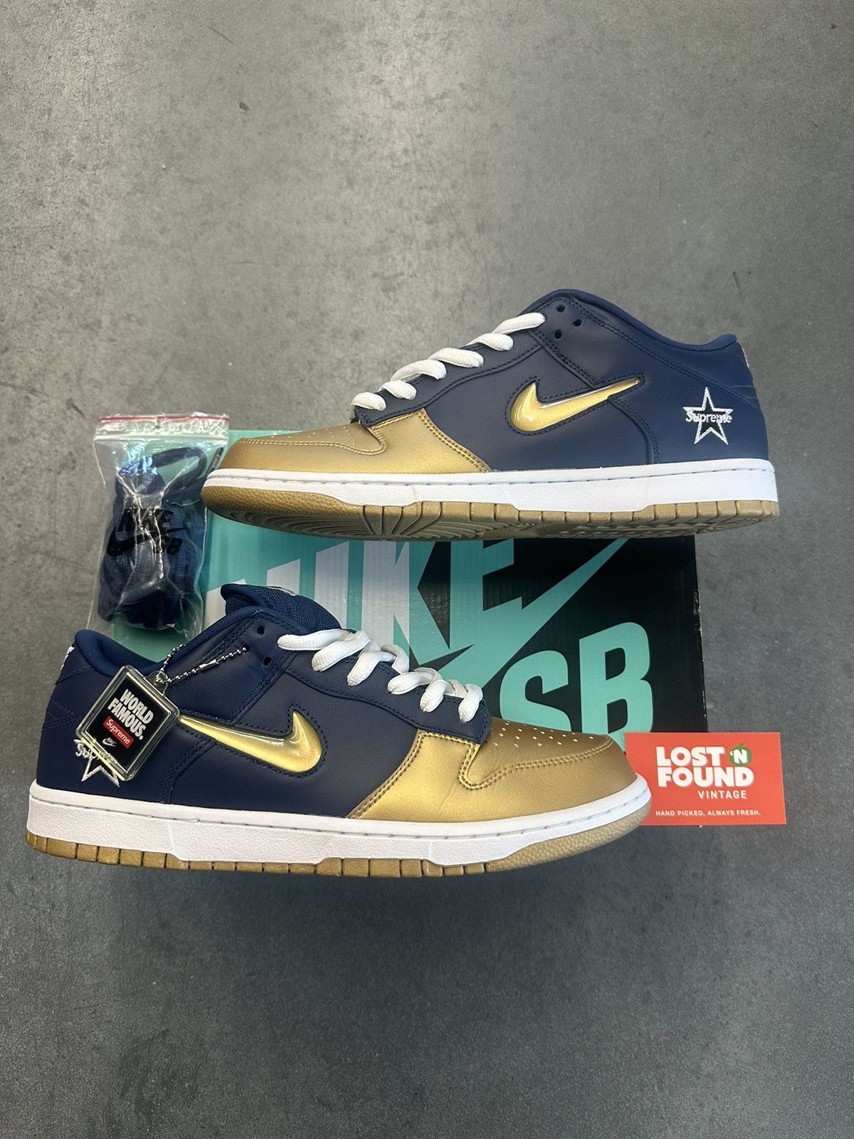 Supreme 2019 Nike Sb Dunk Low Supreme Jewel Swoosh Gold Grailed