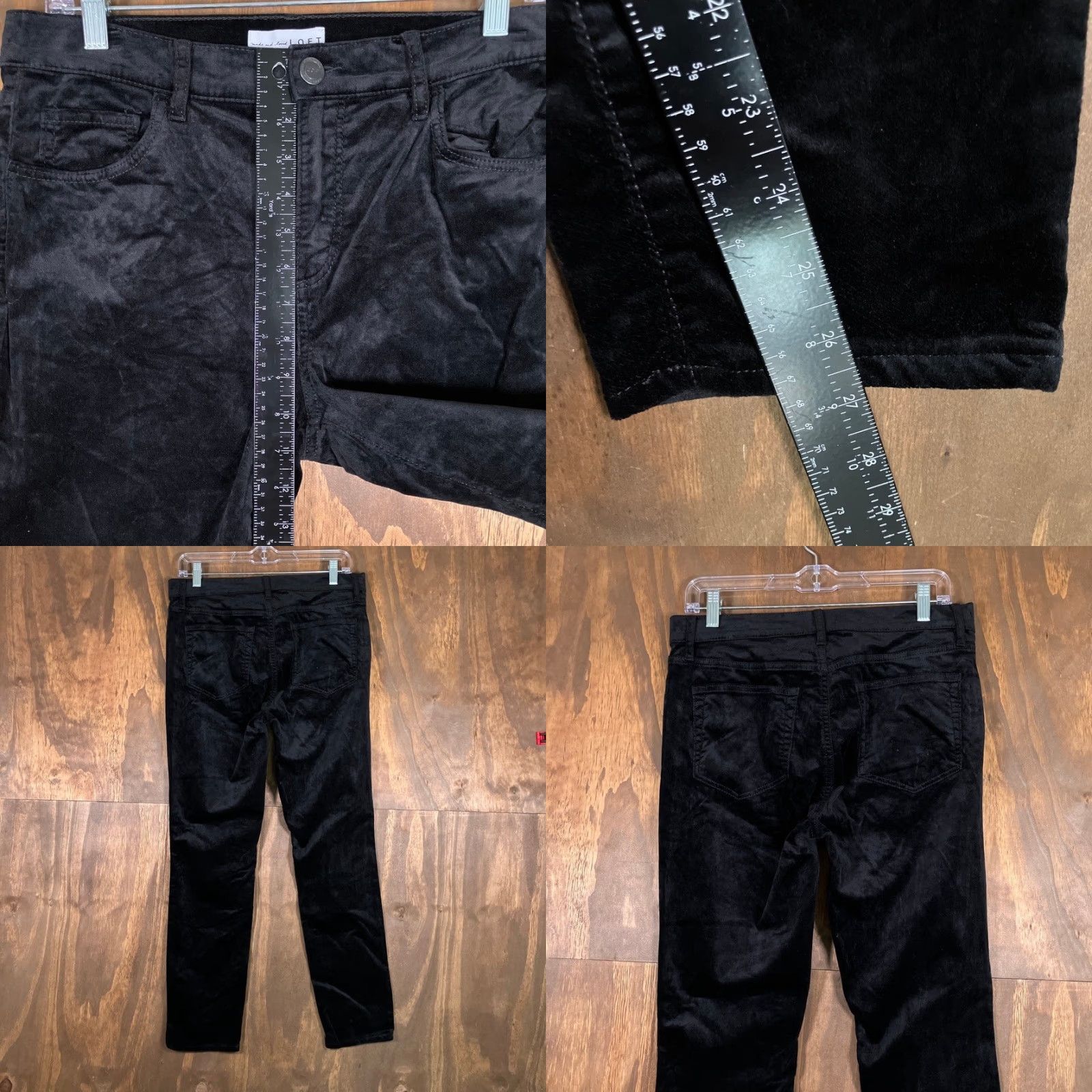 Loft LOFT Womens Jeans Black Velvet Mid Rise Skinny Stretch 8 in Regular 30in Waist 8 27 in Inseam Mens Womens Girls Size 30" / US 8 / IT 44 - 8 Thumbnail