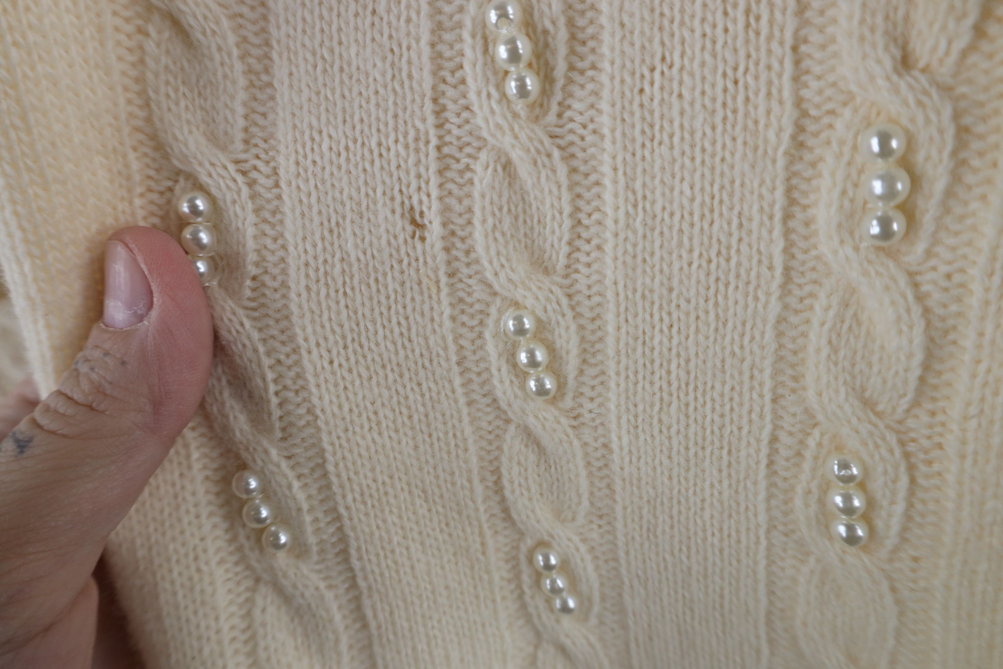 Vintage Vintage 90s Streetwear Angora Beaded Cardigan Sweater Size L / US 10 / IT 46 - 5 Thumbnail