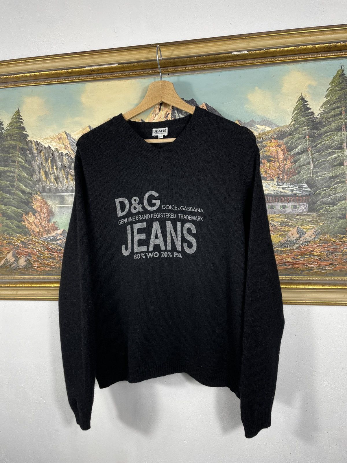 Dolce & Gabbana × Vintage Dolce&Gabbana D&G Jeans Retro 00s V-Neck Knit Jumper Pull Size M / US 6-8 / IT 42-44 - 3 Thumbnail