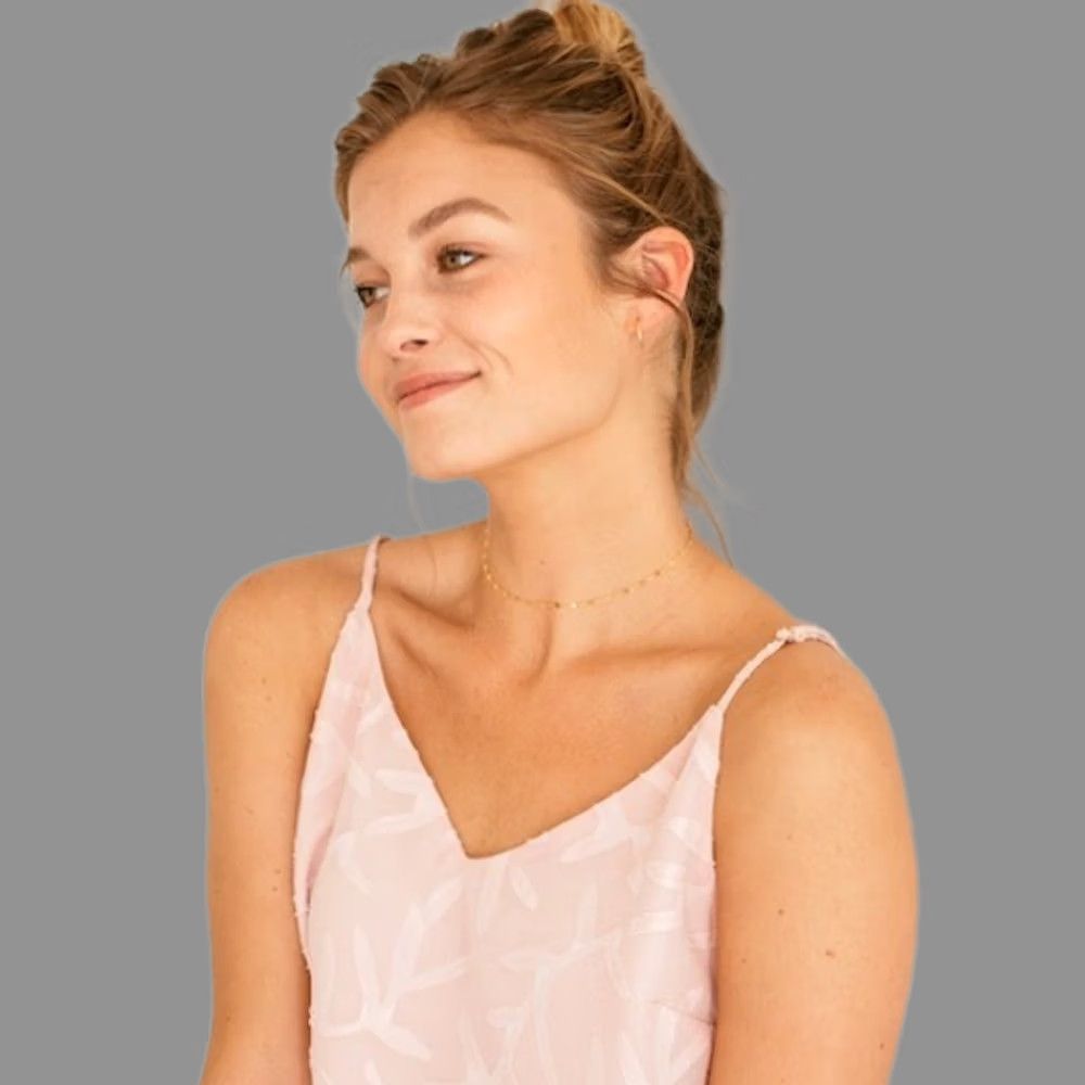Vintage A New Day Cami Top Tank Light Pink Leaf Print L Womens Size L / US 10 / IT 46 - 1 Thumbnail