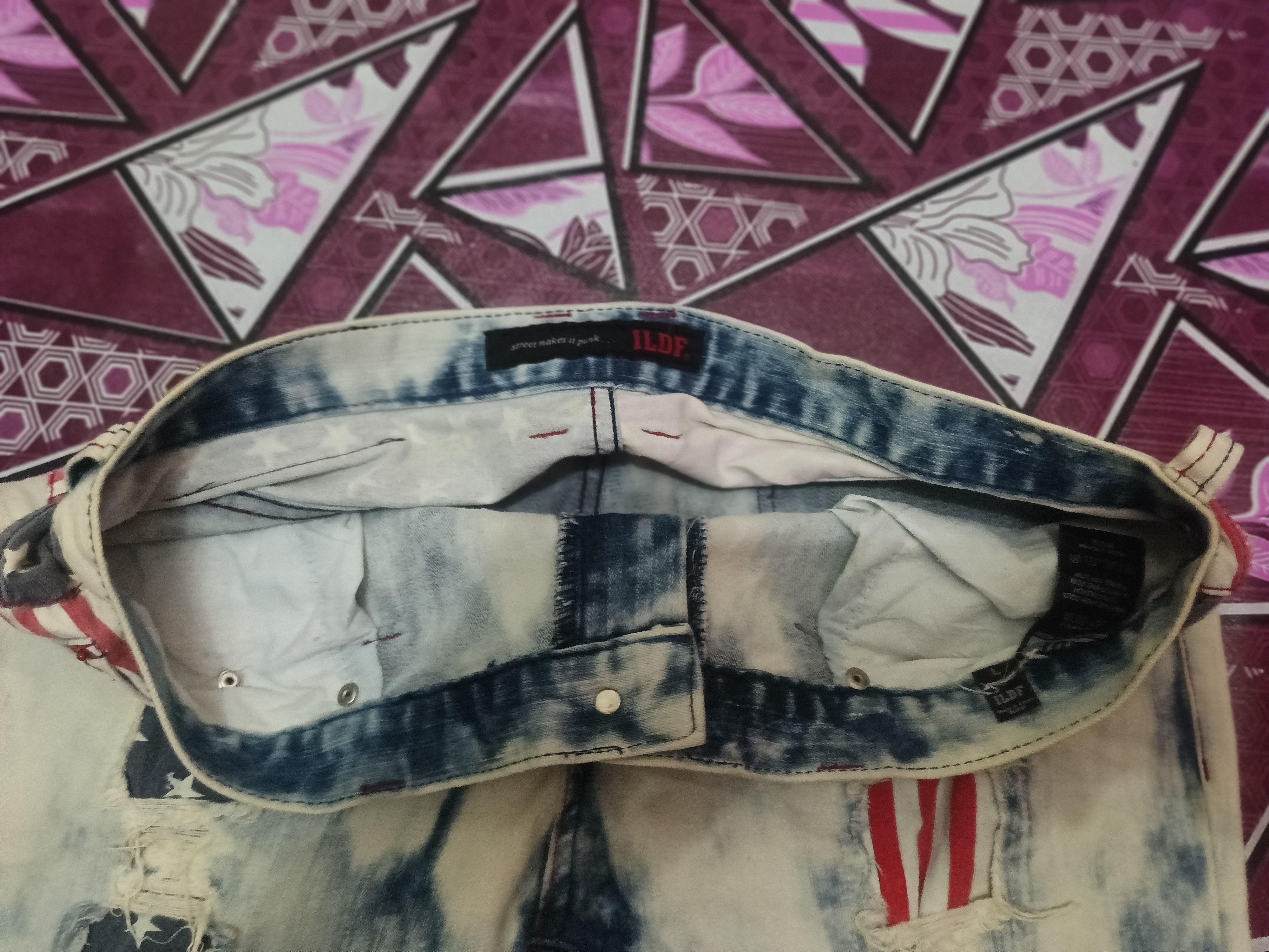 14th Addiction × If Six Was Nine × Japanese Brand ILDF street makes it punk Acid wash jeans USA flag Size US 33 - 8 Thumbnail