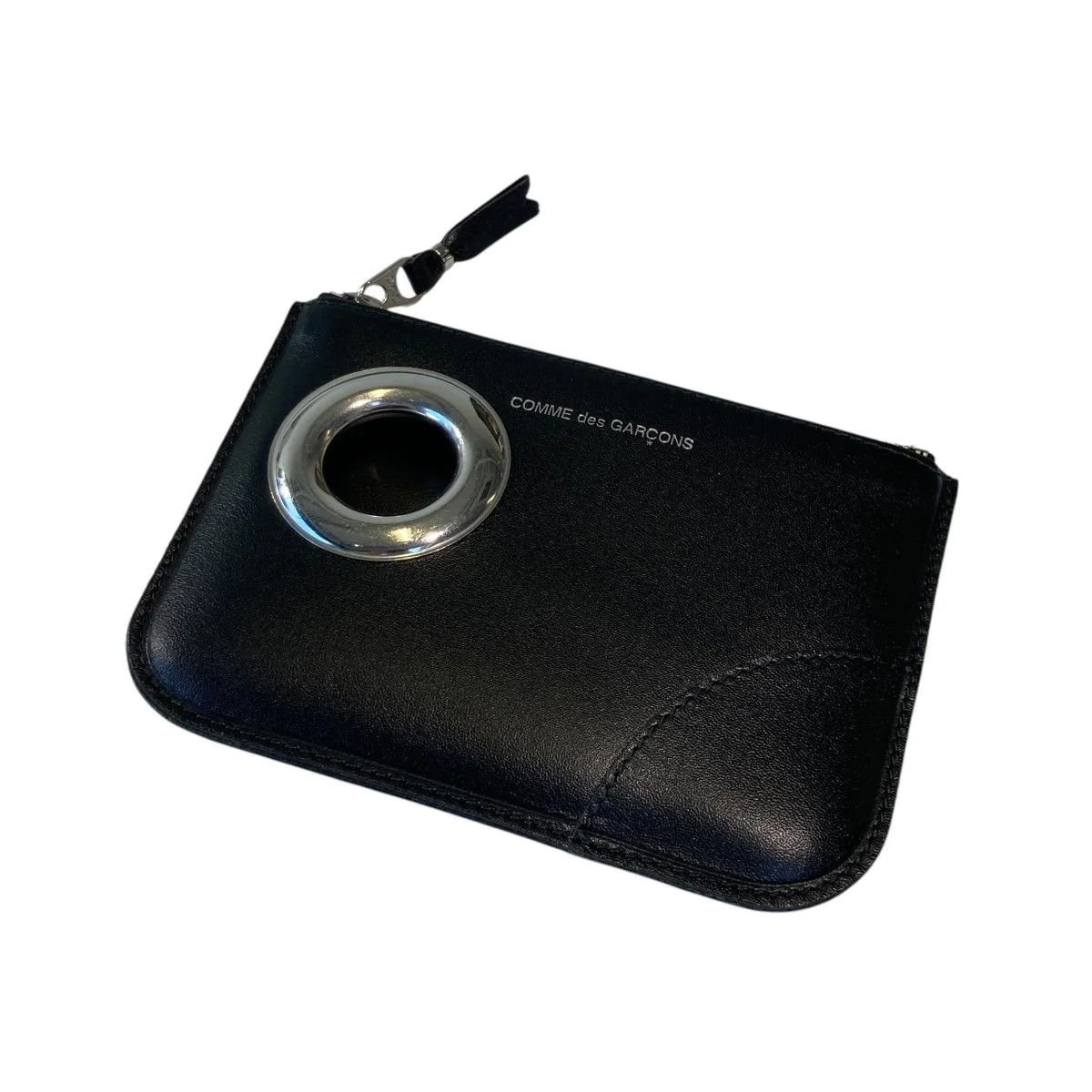 Eyelet Logo Leather Coin Case