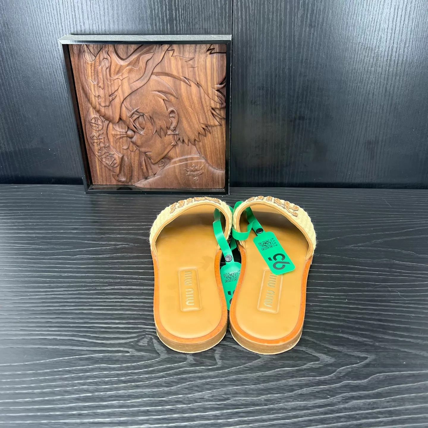 Miu Miu MIU MIU Off-White Brown Woven Slippers 38.5 Box New Size US 8 / IT 38 - 5 Thumbnail
