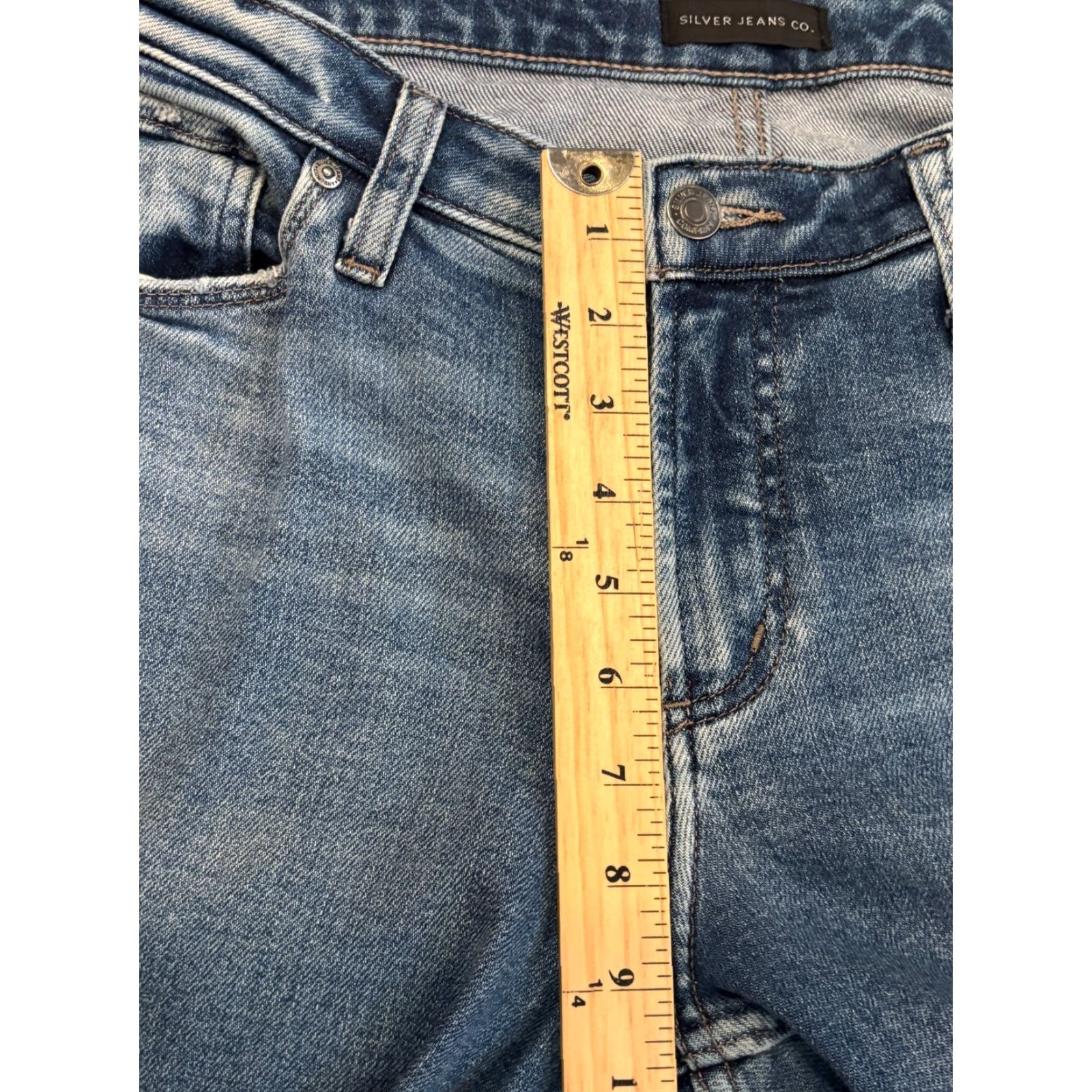 Silver Jeans Co. Silver Jeans Women's 29x29 31x29 Jeans Blue Denim Medium Wash Most Wanted Skinny 5-Pocket Design Size 29" - 5 Thumbnail