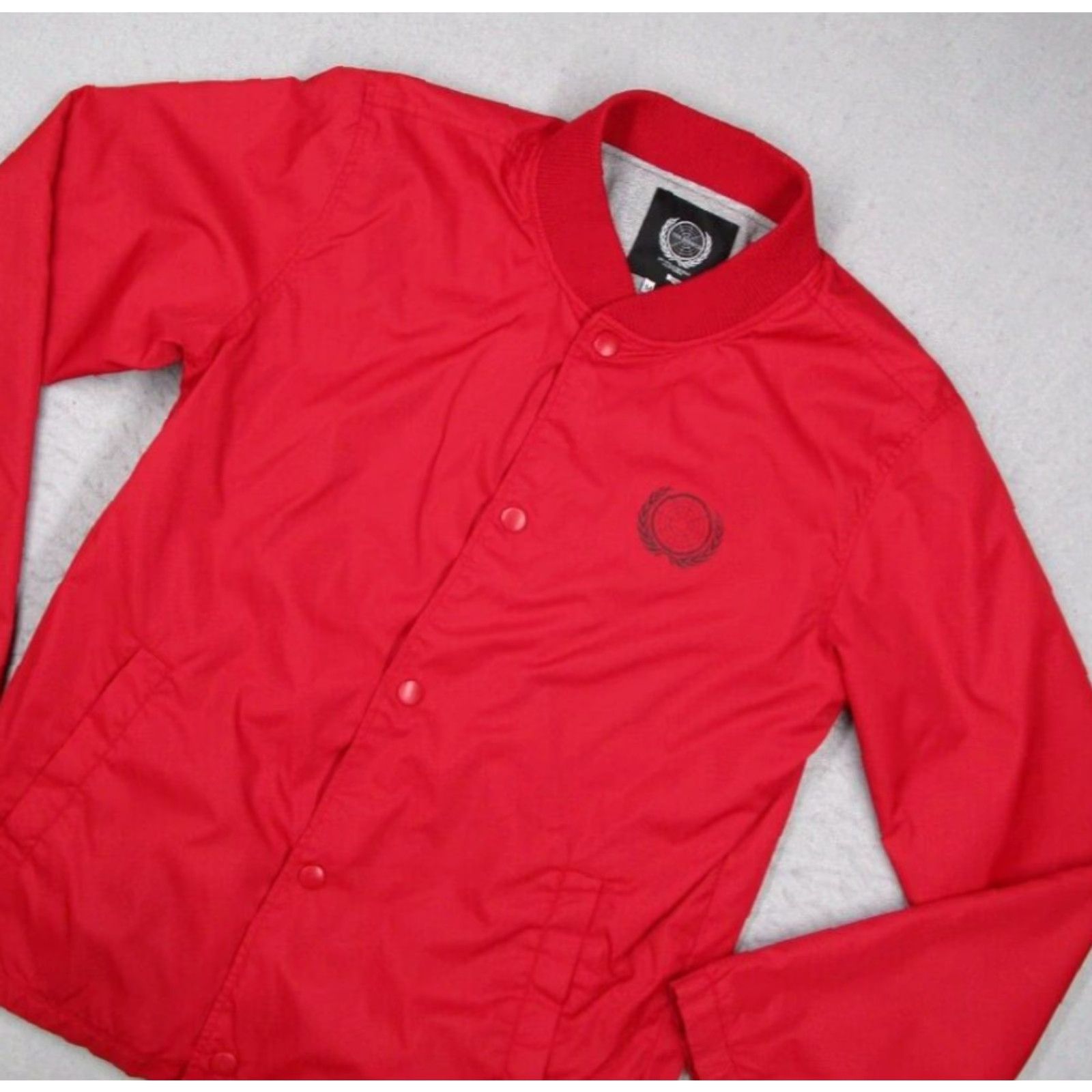 Coach The Berrics Mens Red Snap Up Coach Fleece Lined Jacket - Nylon Polycotton - Short Coat - Logo, Pockets - Classic Fit - M Size US M / EU 48-50 / 2 - 2 Thumbnail
