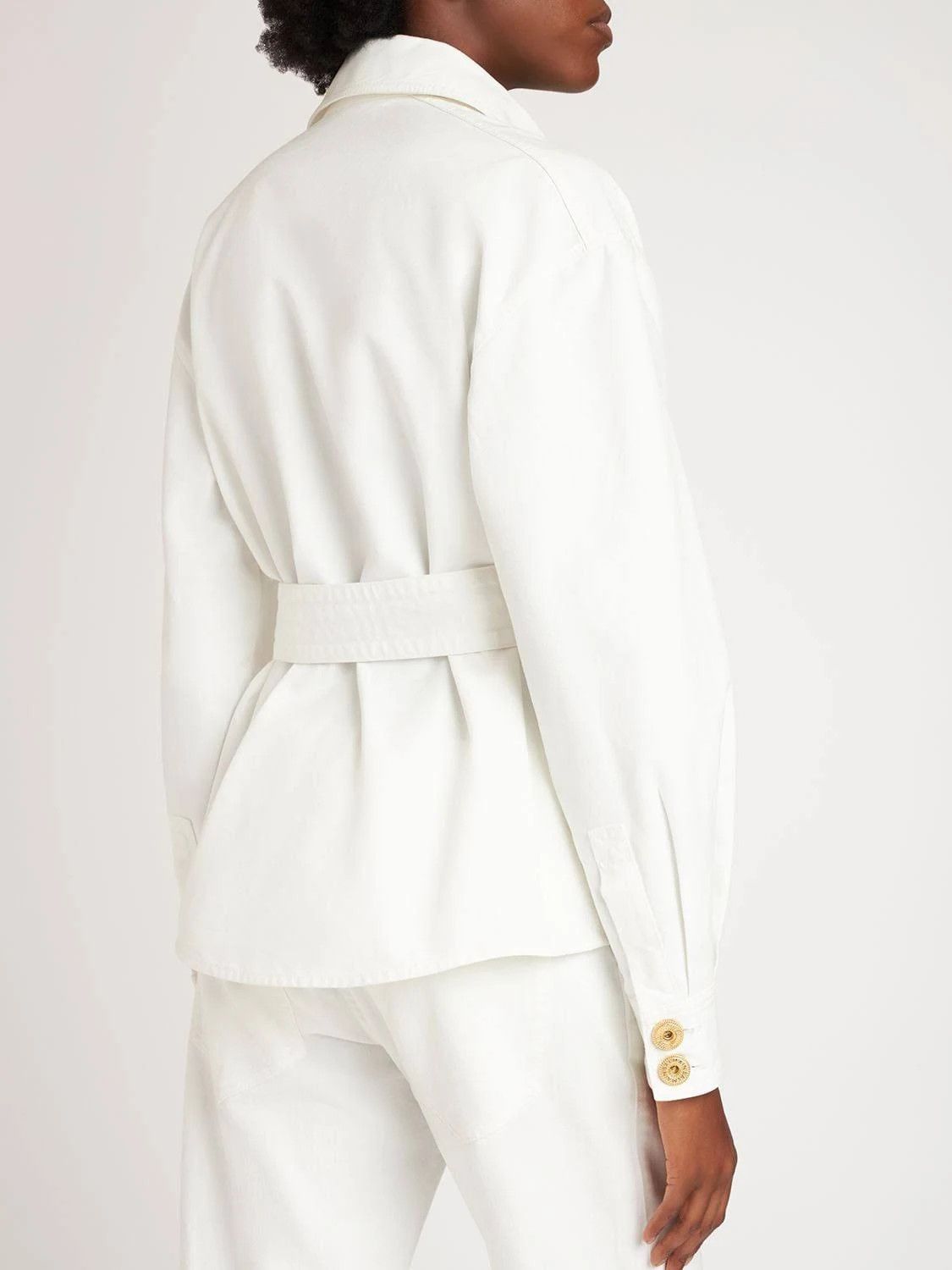Balmain o1w1db10624 Denim Overshirt in White Size XXS / US 00 / IT 34 - 3 Thumbnail