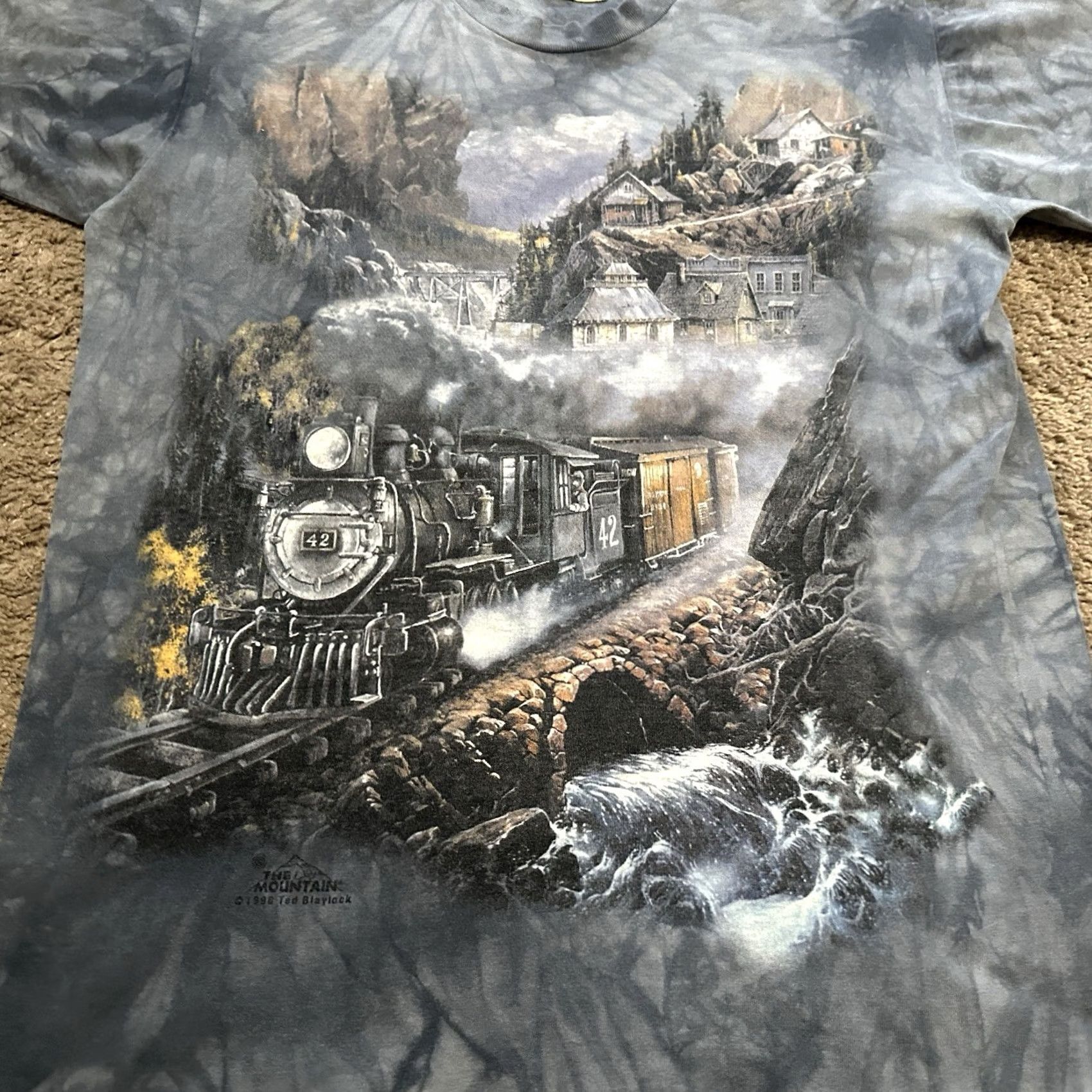 The Mountain The Mountain Shirt Mens Medium Tie Dye Graphic Print Blue Short Sleeve Animals Nature USA Size US M / EU 48-50 / 2 - 2 Thumbnail