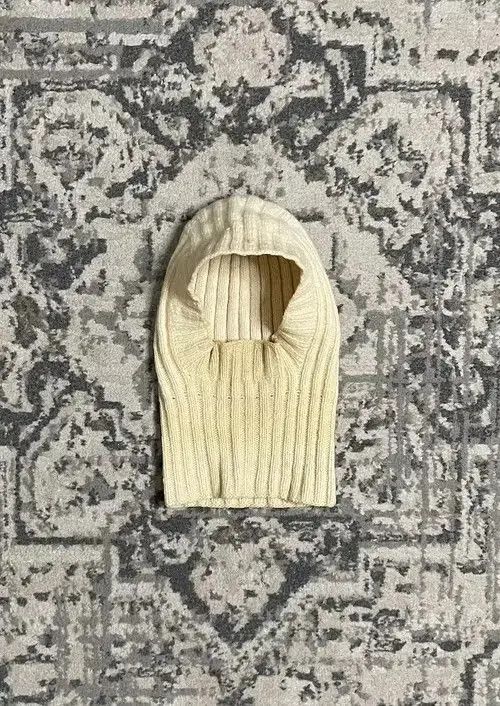 Other Vintage Cream Striped Wool Face Mask Balaclava Hat Cap Basic Size ONE SIZE - 1 Thumbnail