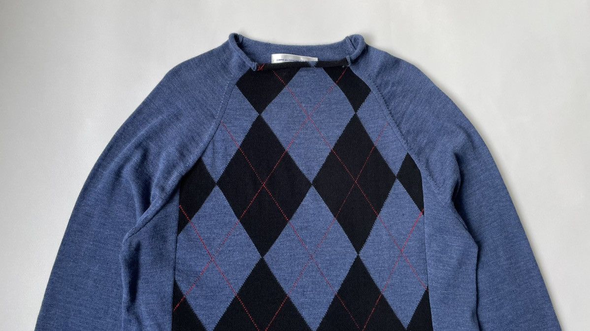 Comme des Garcons Raw Hem Argyle Patterned Sweater Size US M / EU 48-50 / 2 - 2 Thumbnail