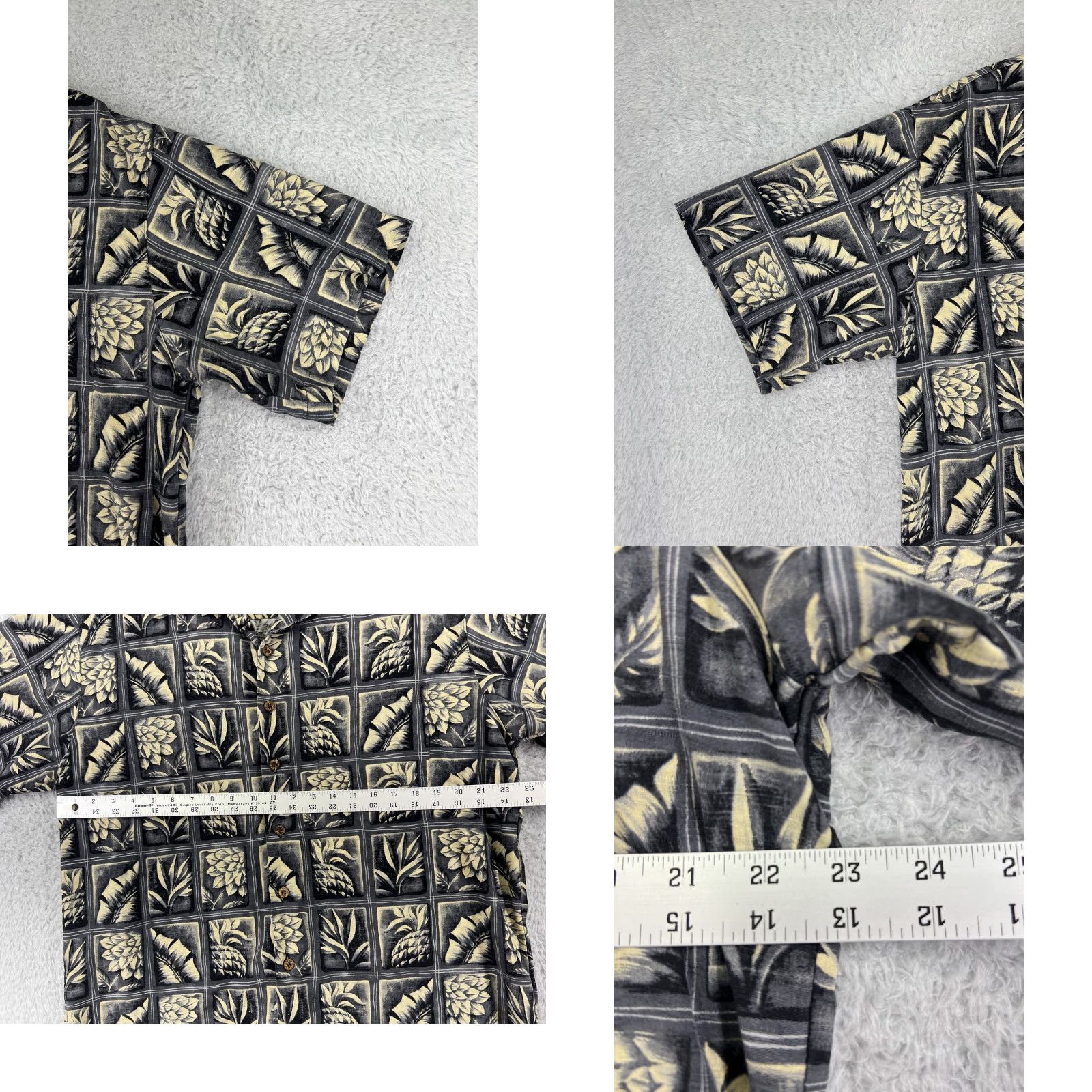 Tommy Bahama Tommy Bahama Shirt Mens Large Gray Yellow Tile Pattern Hawaiian Button Up Camp Size US L / EU 52-54 / 3 - 8 Thumbnail