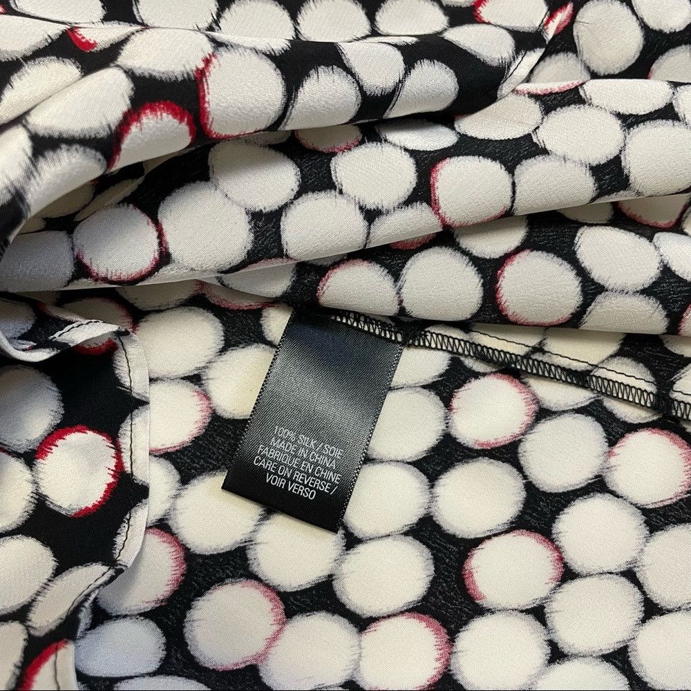 Elie Tahari T Tahari Silk Ruffles Black White Dots Blouse Size S Size S / US 4 / IT 40 - 8 Thumbnail