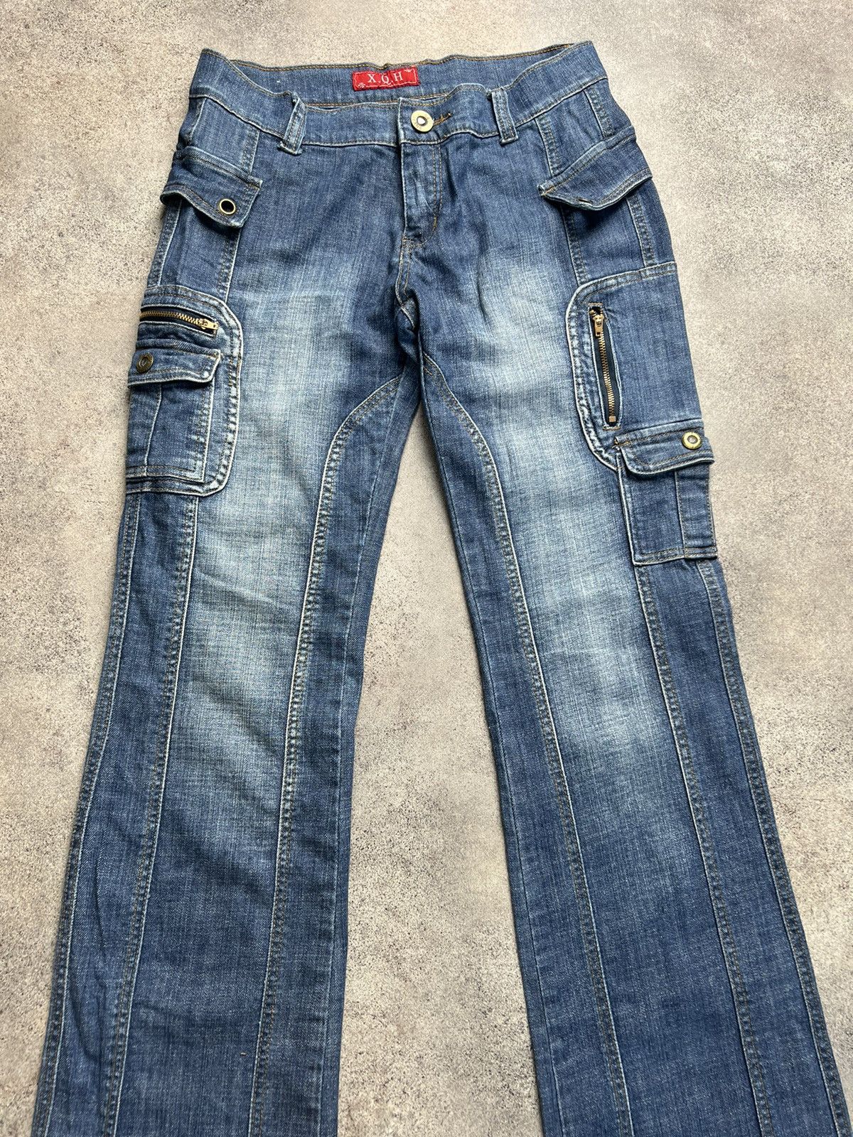 Japanese Brand × Vintage Vintage Japanese flare cargo denim jeans Size 28" / US 6 / IT 42 - 3 Thumbnail