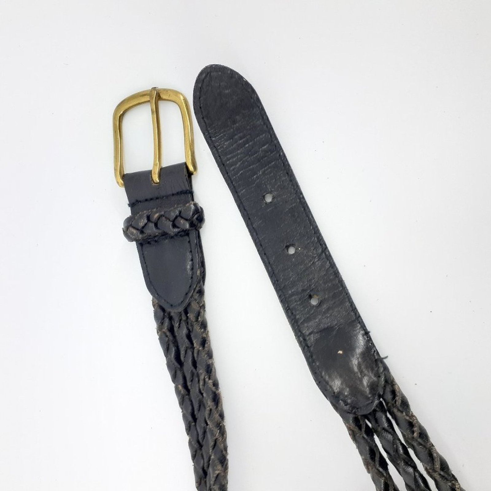 Other Architech Black Leather Double Rope Belt Gold Tone Large Size ONE SIZE - 3 Thumbnail
