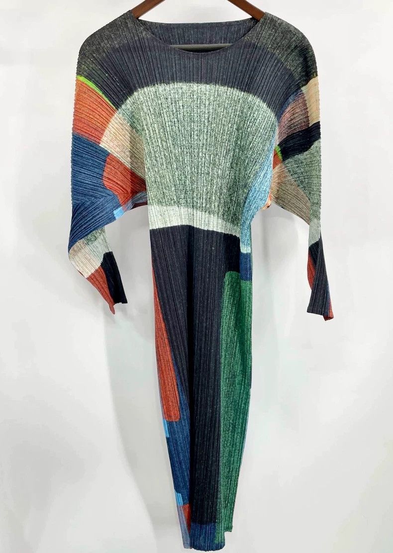 ISSEY MIYAKE Pleats Please Color Block Dress - dmc